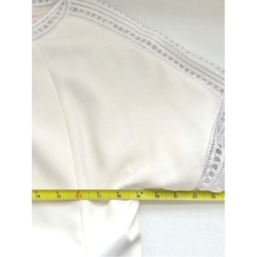 Tory Burch Marissa Ivory Cream Crochet Lace Trim Shift Dress Sz 14‎